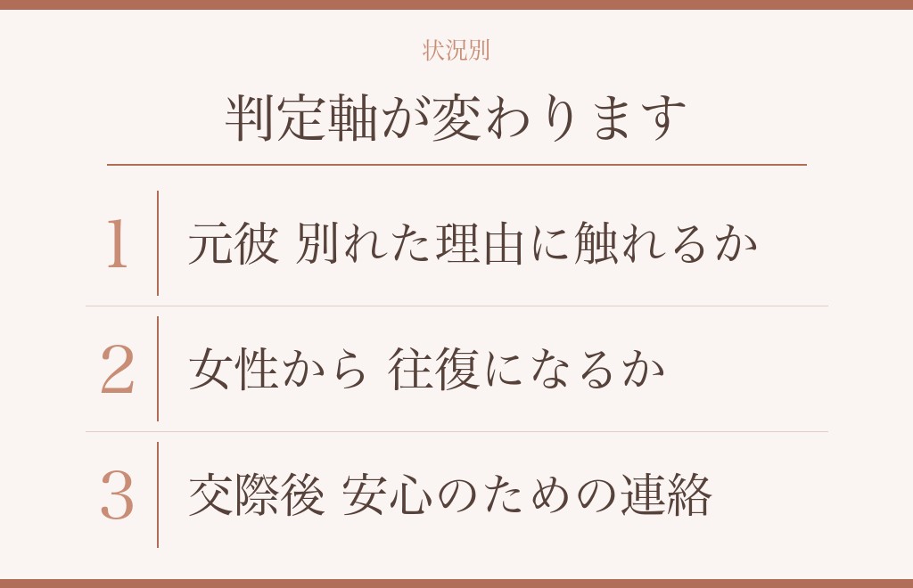状況別に考える|元彼から・女性から・付き合ってからの行動報告
