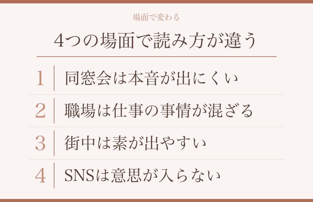 元彼と再会する場面ごとに変わること